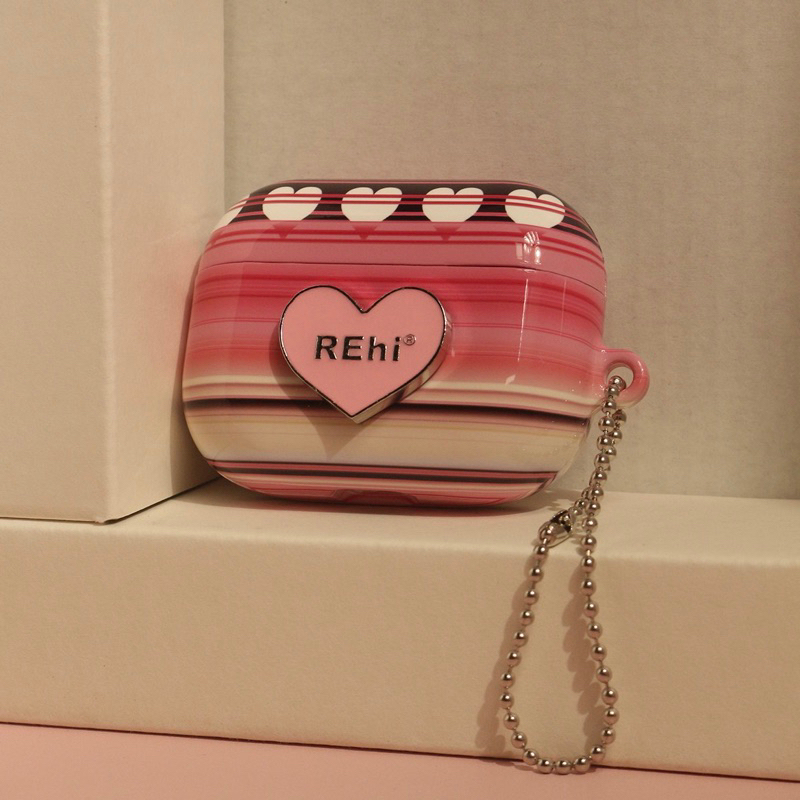 Pre-Order striped heart airpods case by Rehi💗