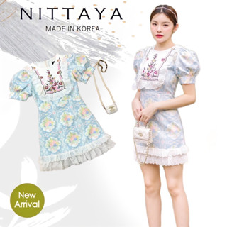 NITTAYA:เดรสฟ้าอ่อนลายดอกไม้หวานๆ(*สอบถามสต๊อกก่อนกดสั่งน๊า)