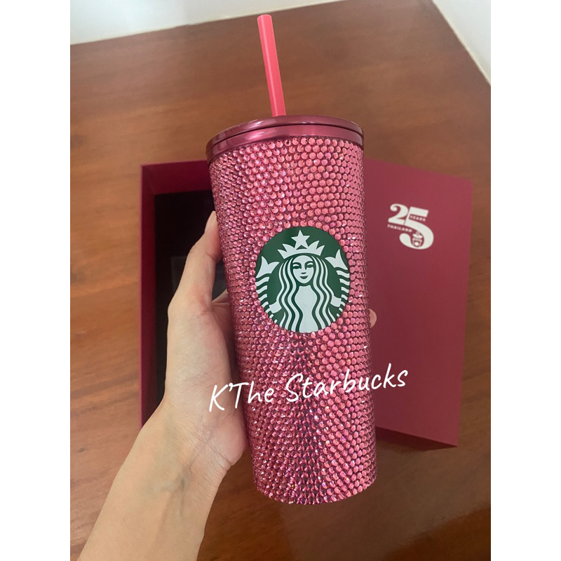 Starbucks Stainless Steel 25TH Royal Pink Bling Cold Cup 16oz. พร้อมกล่อง และถุงผ้า