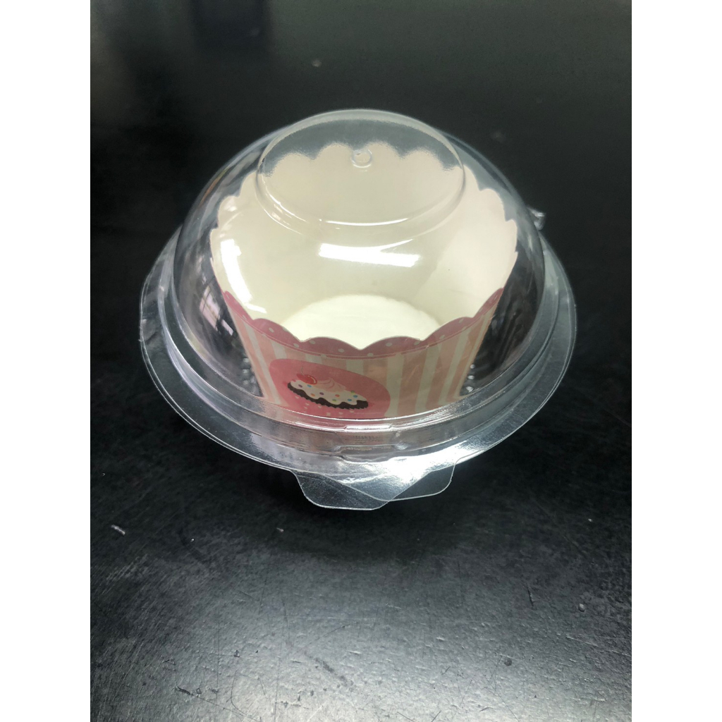 (50ใบ) PG-R9 กล่องใสวงกลม กล่องเบเกอรี่ ใส่ขนม คัพเค้ก ฝาล็อค ในตัว