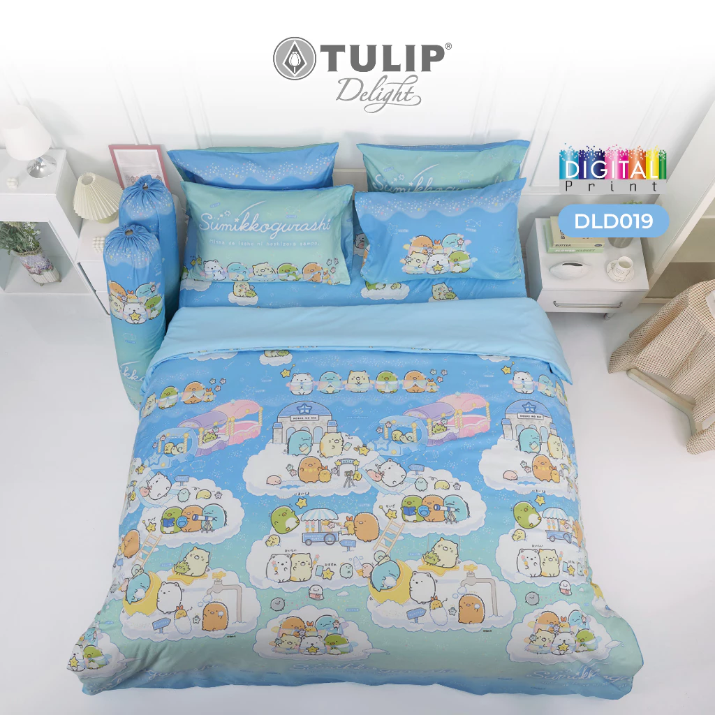 TULIP Delight ซุมิกโกะ Sumikko DLD019 ลิขสิทธิ์แท้ San-X ชุดผ้าปูที่นอน ผ้าห่ม ผ้านวม พิมพ์ลายการ์ตูน