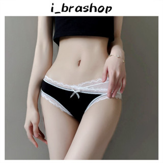 i_Brashop กางเกงชั้นใน ผ้าฝ้าย เอวต่ํา แต่งลูกไม้ ระบายอากาศ เซ็กซี่ สไตล์ญี่ปุ่น สําหรับผู้หญิง ผ้าฝ้าย BAA103