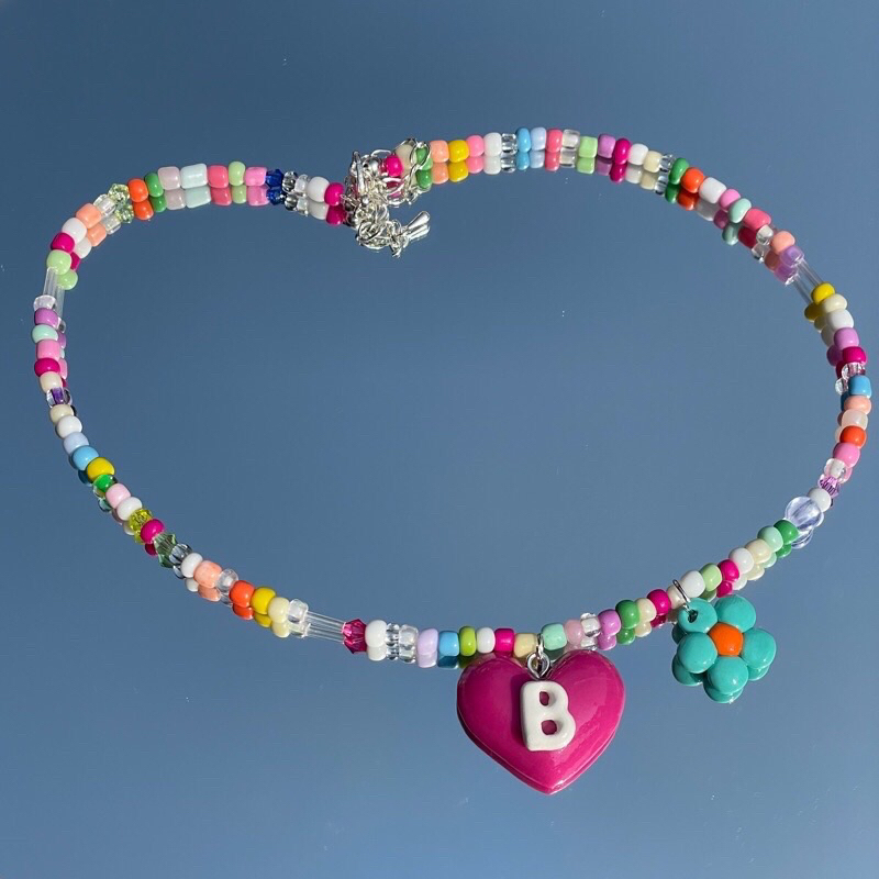 สร้อยลูกปัด จี้ดินปั้น หัวใจ Clay Necklace สร้อยคอจี้ดินปั้น สีสันสดใส
