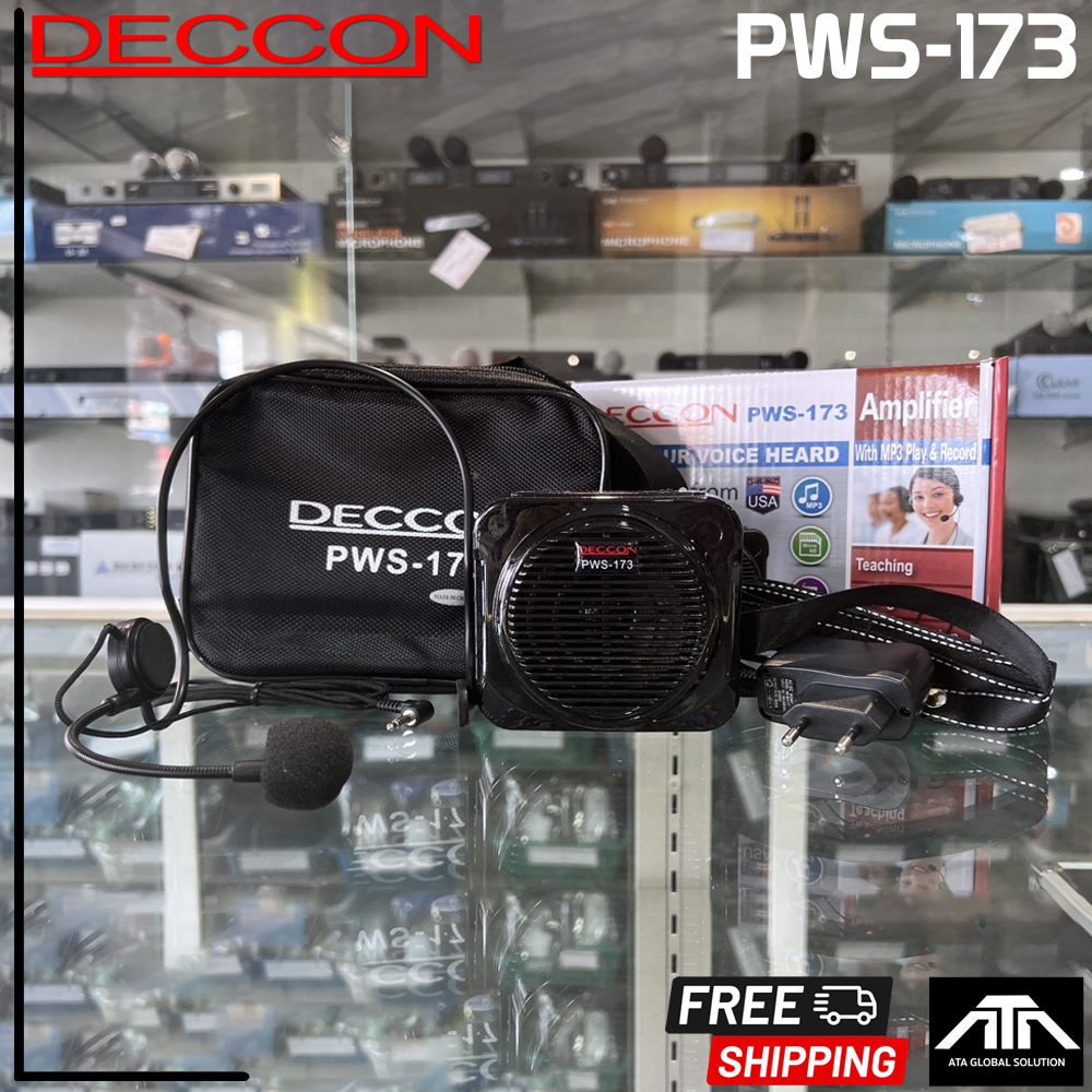 ตู้ลำโพงอเนกประสงค์ คาดเอว Deccon PWS-173 PWS173 ลำโพงมินิคาดเอว พร้อมไมค์ลอยครอบศีรษะอย่างดี อัดเสี