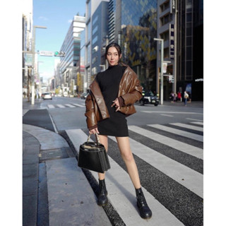พร้อมส่ง!! Rocket jacket in brown หนัง pu premium
