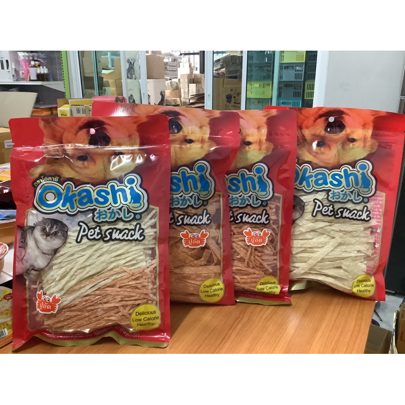 Okashi Fish Fuzz โอคาชิ ฟิซฟัซ ปลาเส้นใหญ่ 150กรัม ปลาเส้นสุนัข ปลาเส้นแมวทาโร่แมว ทาโร่สุนัขDog Snack ปลาเส้นไม่เค็ม