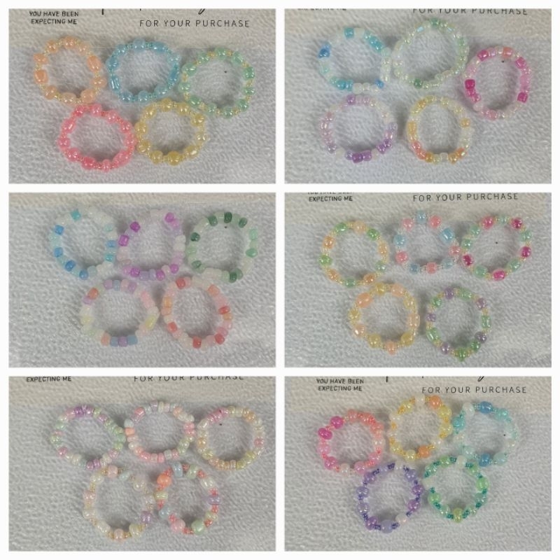 แหวนลูกปัดสีหวานแบบเรียบ จำนวน 5 วง...ของขวัญในเทศกาลพิเศษให้คนที่คุณรัก
