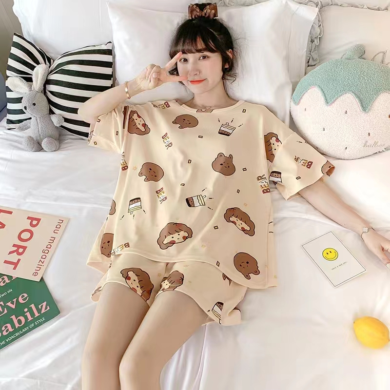 *พร้อมส่งจากไทย* ชุดนอนผู้ใหญ่ แขนสั้น ขาสั้น ชุดนอนน่ารักลายการ์ตูน มินิมอล ชุดนอนผู้หญิง ผ้านิ่ม ใส่สบาย