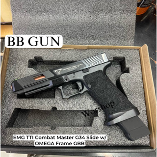 EMG TTI COMBAT MASTER G34 SLIDE W/ OMEGA FRAME GAS AIRSOFT PISTOL (BY APS CUSTOM) สีดำ