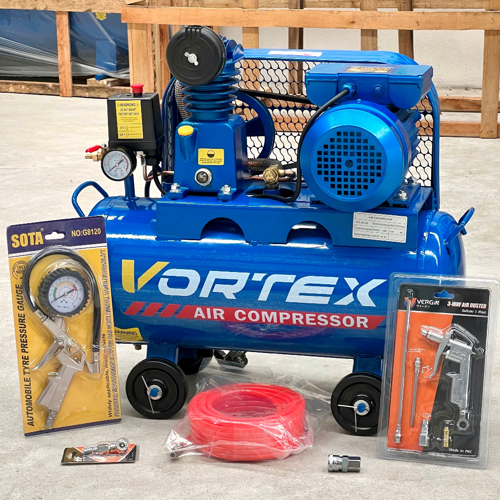 ขายดี Vortex ปั้มลมสายพาน ขนาด 40 ลิตร ขนาด 1แรง (1หัวสูบ) ลมแรงต่อเนื่อง ราคาถูก ทนทาน ประกัน 2ปี