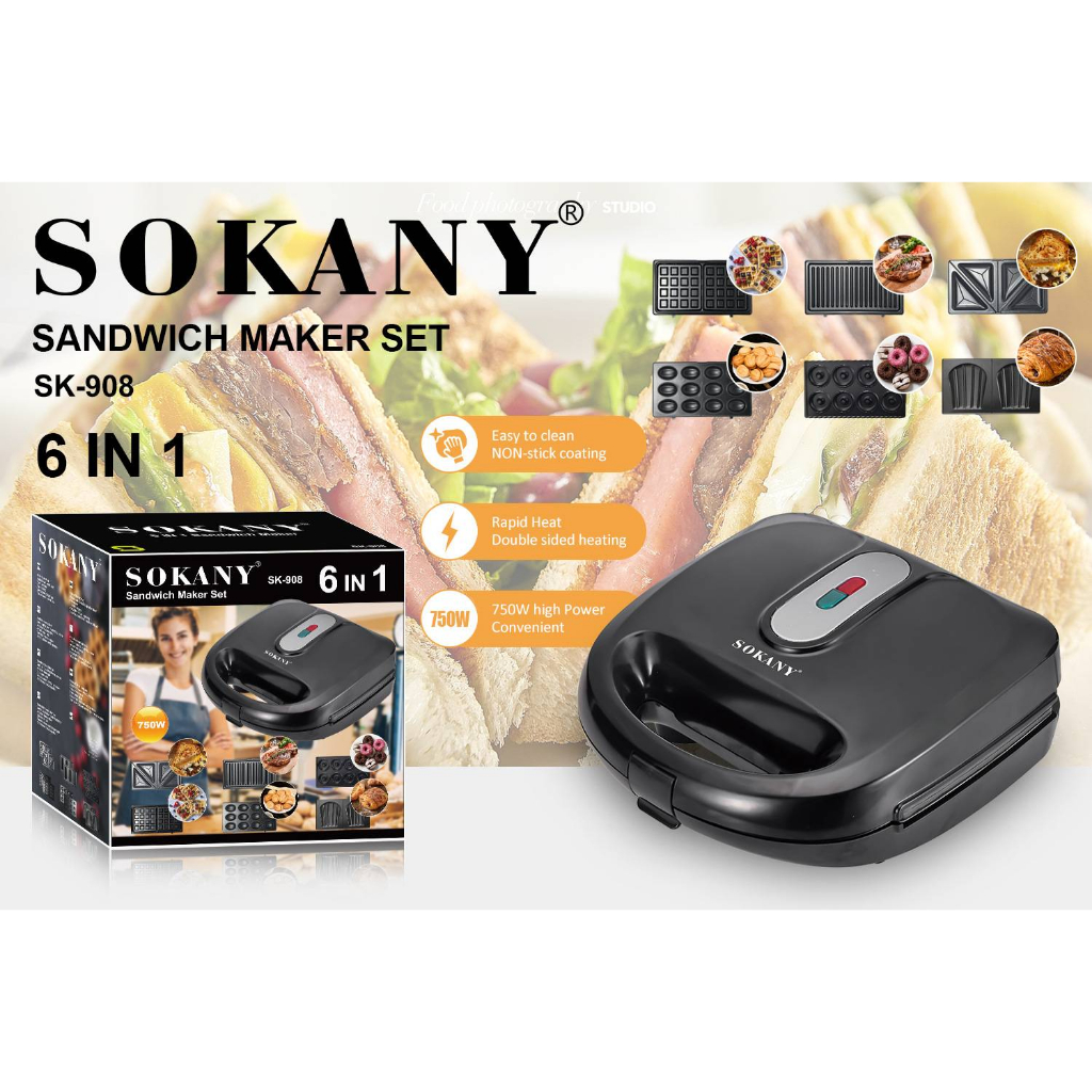 เครื่องทำวาฟเฟิล3in1 SOKANY มีให้เลือก3รุ่น สามารถทำได้หลักหลายในเครื่องเดียว พร้อมส่ง"