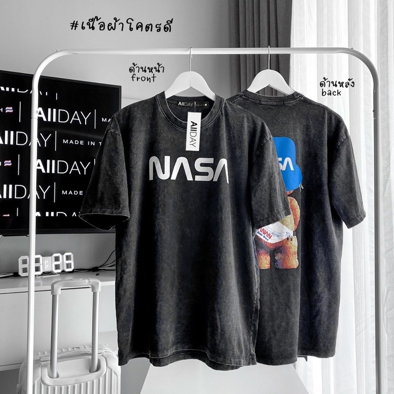 เสื้อโอเวอร์ไซส์ NASA สกีนหน้า-หลัง ✅ผ้าคอตตอนแท้100%(ส่งเร็ว)