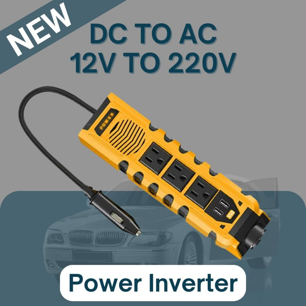 Power Inverter เครื่องแปลงไฟรถ12V เป็นไฟบ้านมาพร้อมกับพอร์ท USB 2ช่อง