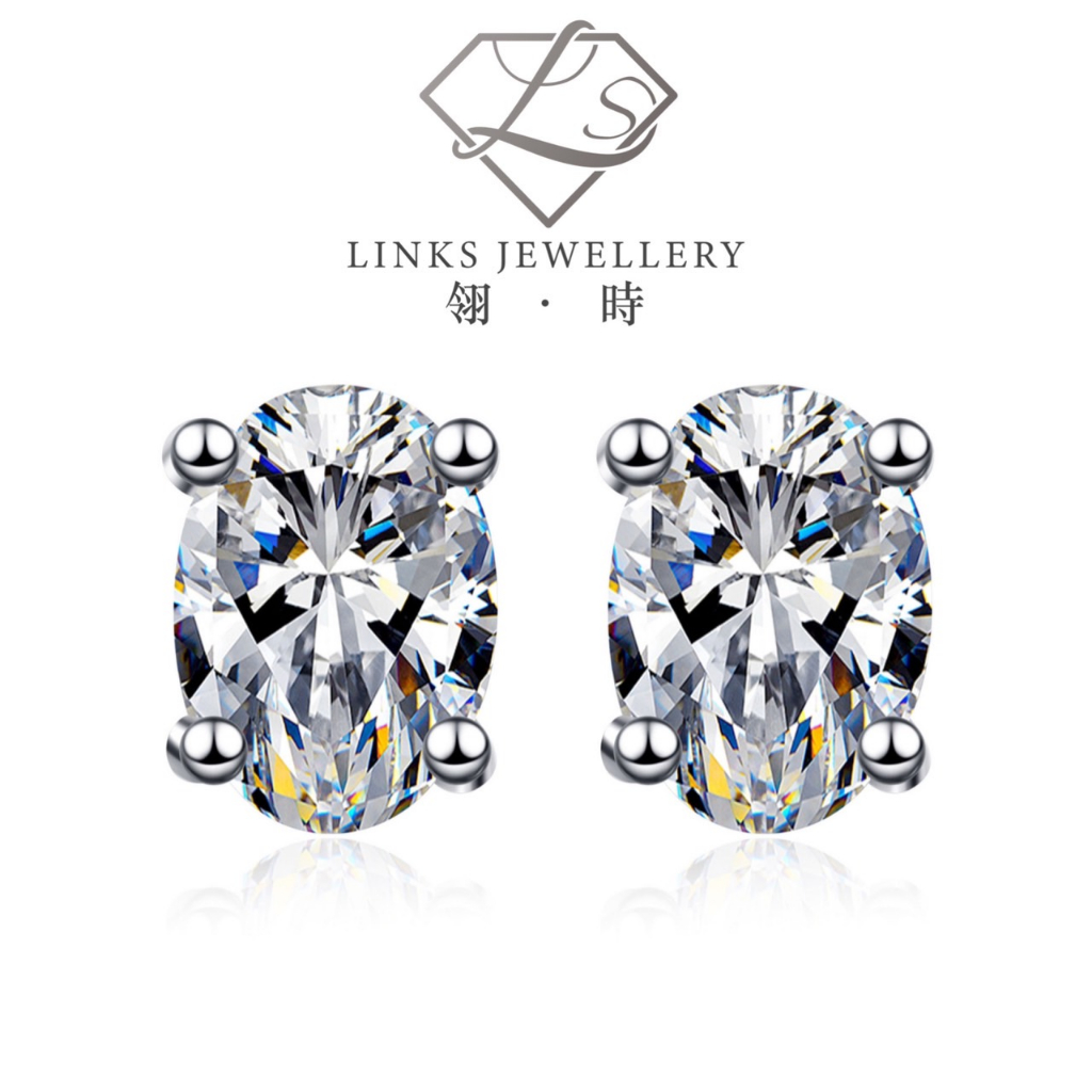 ［Real Moissanite］Can Pass Diamond Test 18K Gold Oval Cut Earrings MEG040 Diamond Earrrings/Moissanit