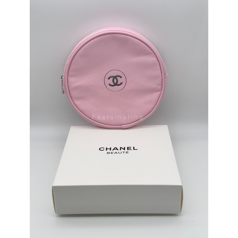 Chanel Cosmetic Bag ผ้าสีชมพู ขนาด 6 นิ้ว