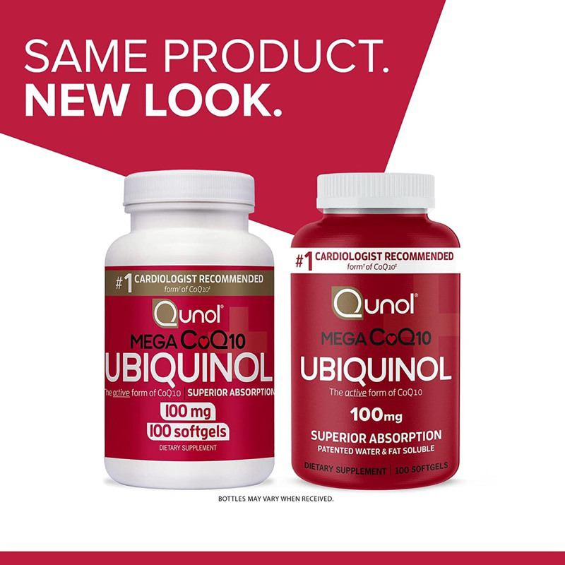 New💊(ของแท้ 100%)🇺🇸 Qunol, Mega CoQ10, Ubiquinol, 100 mg, 100 Softgels