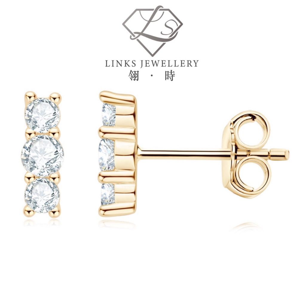 ［Real Moissanite］Can Pass Diamond Test 18K Gold Light luxury Straight Three Moissanite Earrings ME02