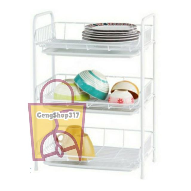 ที่วางของและคว่ำแก้ว 3 ชั้น   พร้อมถาดรองน้ำหยด 🌀ใช้สำหรับในห้องครัว MP gs99