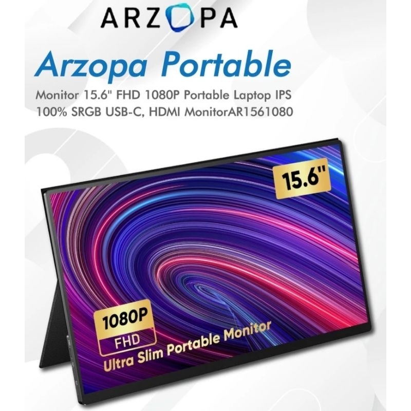 Arzopa Portable Moniter 15.6" FHD 1080 P Portable Laptop Monitor IPS มือสองสภาพดี อุปกรณ์ครบ