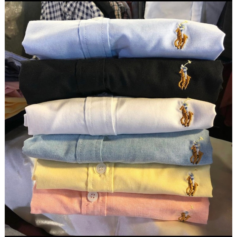 แจ้งน้ำหนักส่วนสูงก่อนสั่งP🔴L🔴เสื้อเชิ้ตแขนยาวปักม้าเล็กสีผ้าoxford