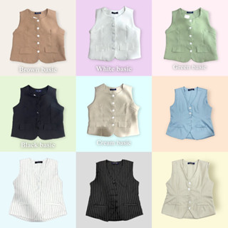 vest Shirt เสื้อกั๊กมีกระดุม เสื้อเบลเซอร์แขนกุด เบลเซอร์ ใส่ทำงาน เข้ารูป