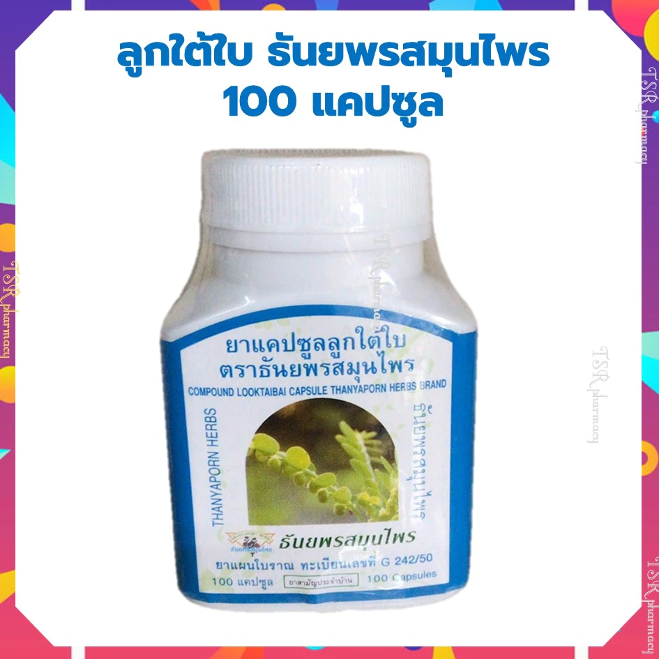 ธันยพร ลูกใต้ใบ 100 แคปซูล ขนาด 100 แคปซูล ลูกใต้ใบ ธันยพรสมุนไพร