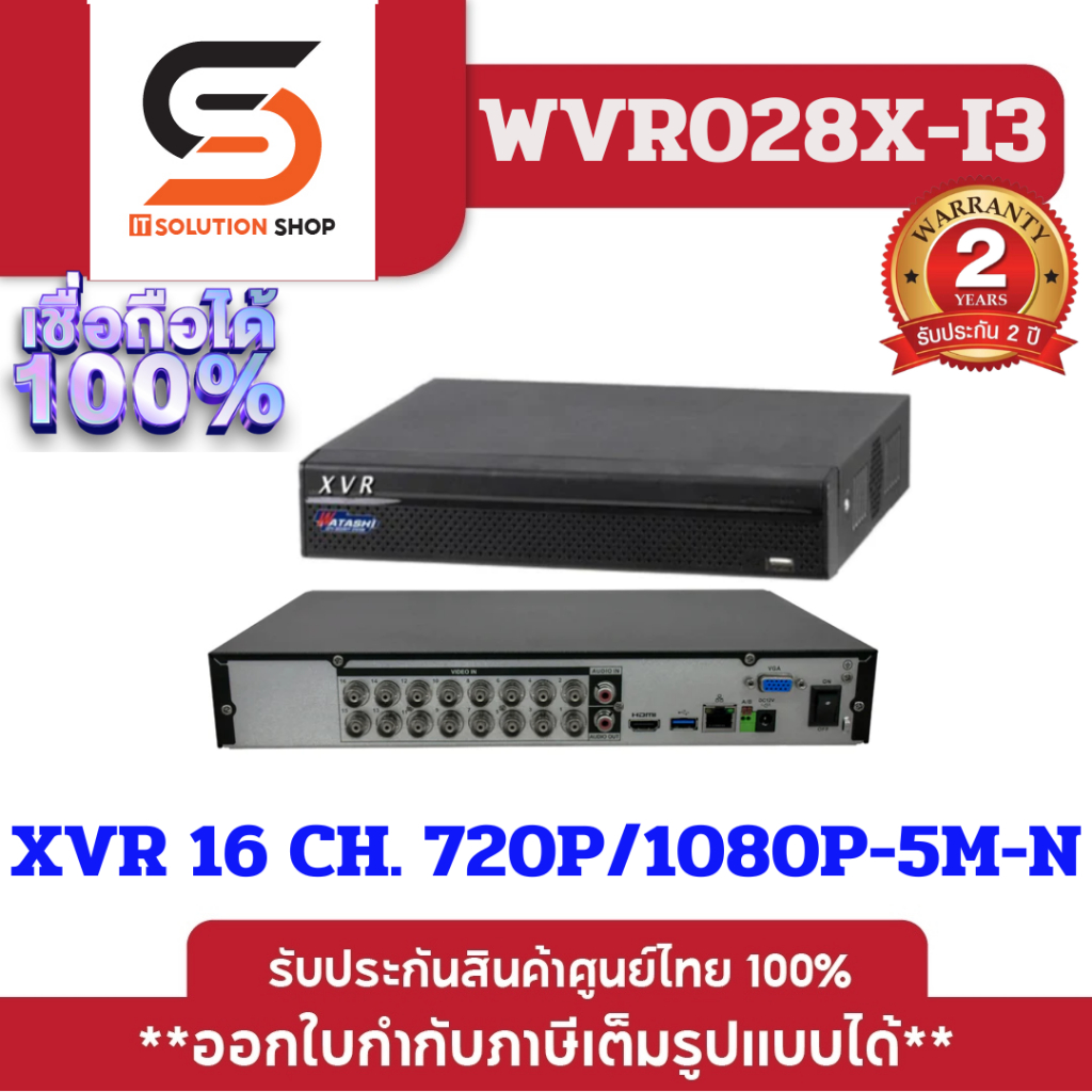 เครื่องบันทึกกล้องวงจรปิด 16 ช่อง AI รุ่น WVR028X-I3 DVR 16 ช่อง 16CH Penta-brid 1080P Mini 1U