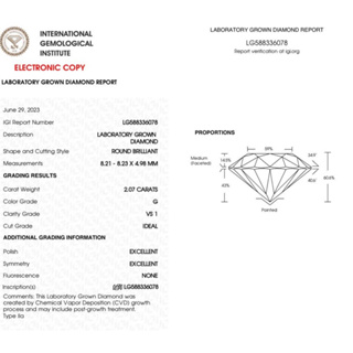 Diamond CVD 2 carat IGI certified included