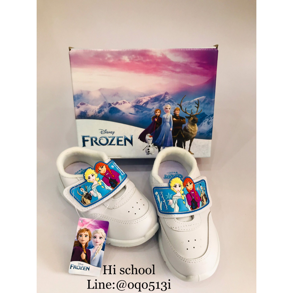 รองเท้านักเรียน Shappy สีขาว พละ รูปเจ้าหญิง Elsa Frozen อนุบาล 1- 3 พื้นนุ่ม ใส่สบาย