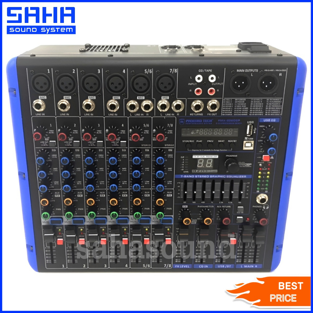 PROEURO TECH PMX-808DSP Power Mixer เพาเวอร์มิกเซอร์ 8 แชนแนล USB (บลูทูธ) sahasound - สหซาวด์