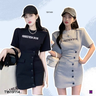 TwinsShopVip💗พร้อมส่ง TW19114 มินิเดรส แขนสั้น ซิปข้าง ..