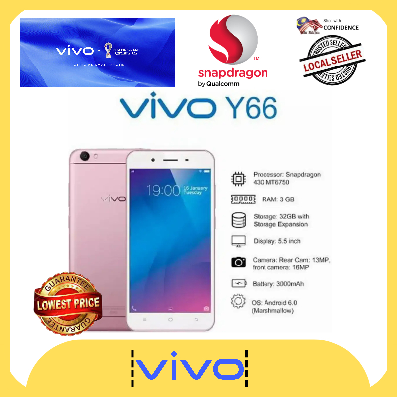ขายดีที่สุด Vivo Y66 - (3GB RAM + 32GB ROM) 5.5" 4G LTE - ชุดมือสองนำเข้าของแท้