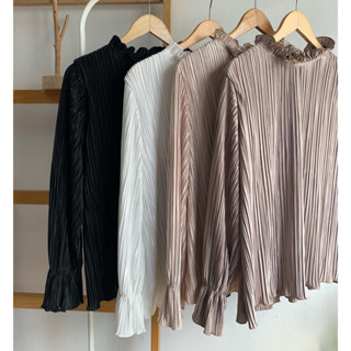 Pleated top v.3🍦(พลีทเงา)✨ เนื้อผ้าพลีทรุ่นใหม่ จีบสวย  ร่องเล็กผ้ามีความเล่นเแสงงสวยมากค่าา