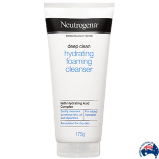 Neutrogena Deep Clean Hydrating Foaming Cleanser 175g ผลิตภัณฑ์ทำความสะอาดผิวหน้ากระจ่างใสสูตรพิเศษสินค้านำเข้าจากออสฯ