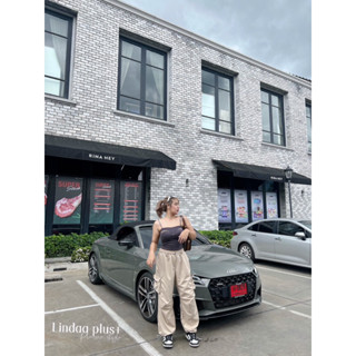 พร้อมส่ง   กางเกงขายาวทรงเท่ห์แต่งกระเป๋าข้างสุดเก๋ ช่วงขาปร…