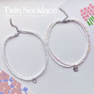 Twin Necklace | สร้อยคอลูกปัด สร้อยลูกปัดแบบคู่ โชคเกอร์ y2k ใส่ไปทะเล