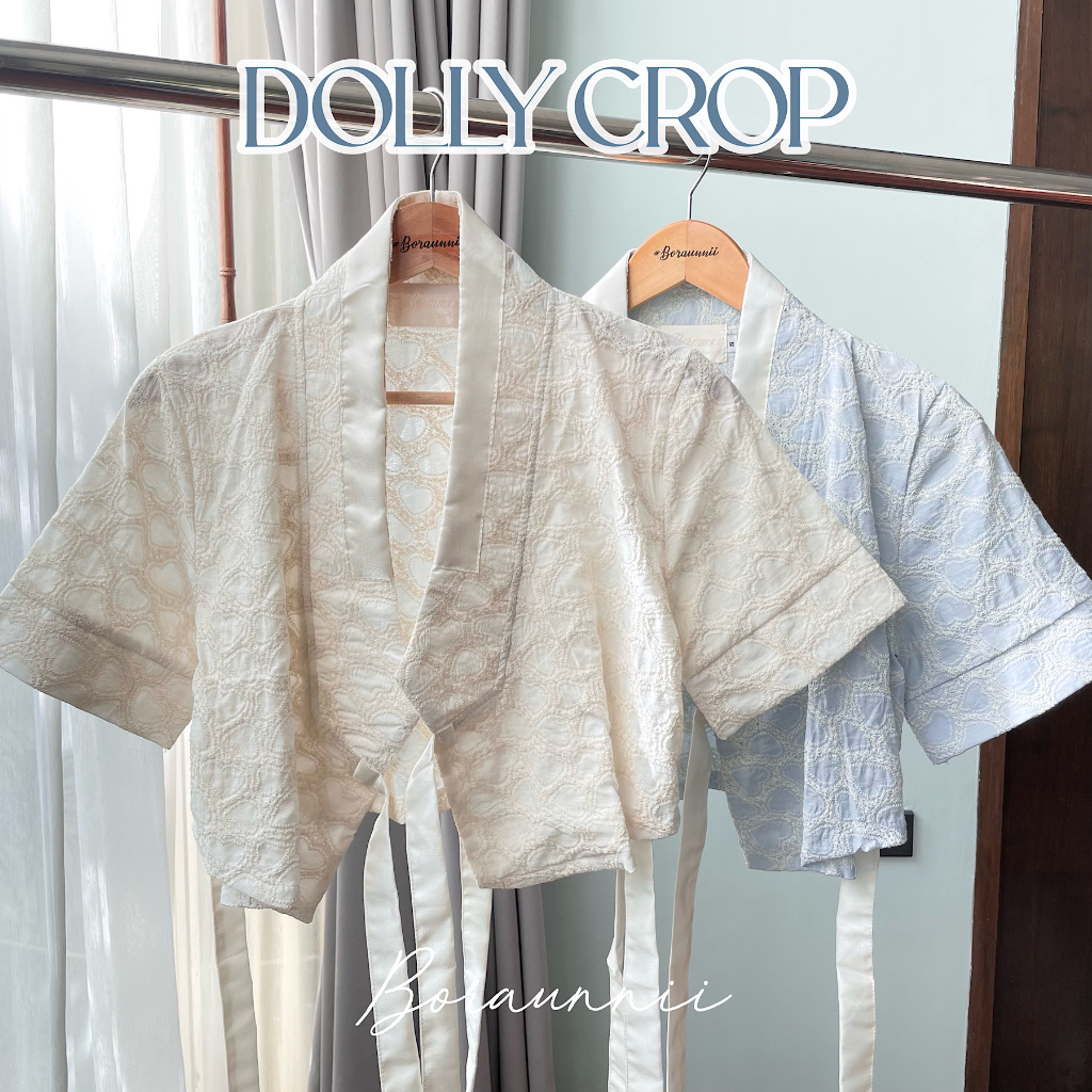 Dolly Crop เฉพาะเสื้อ ผ้าปักลายหัวใจ limited edition BORAUNNII (เฉพาะเสื้อ) เสื้อฮันบกแบบครอป