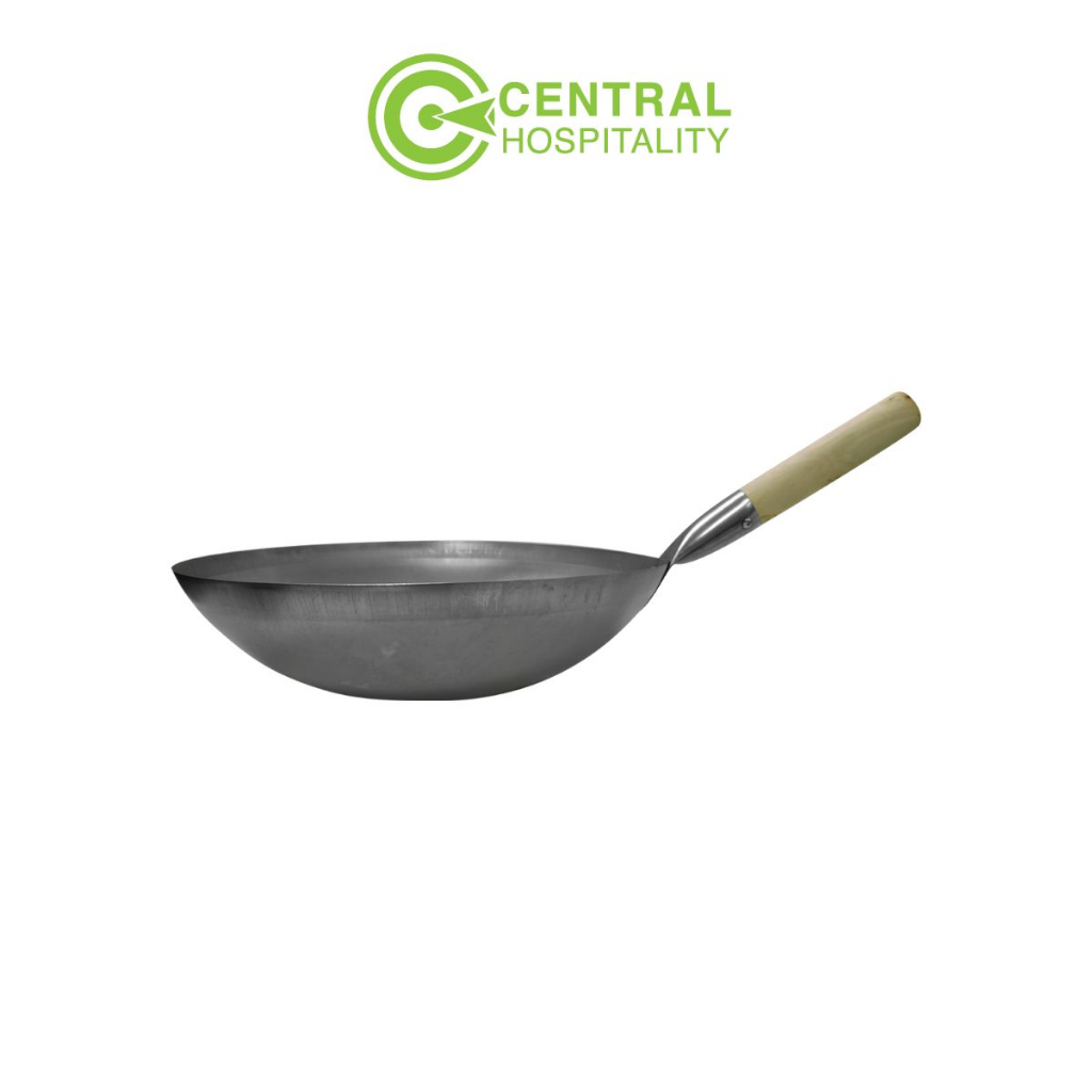 กระทะเหล็กคาร์บอน ด้ามไม้ Wok Carbon Steel, Wood Handle - HL571/HL572