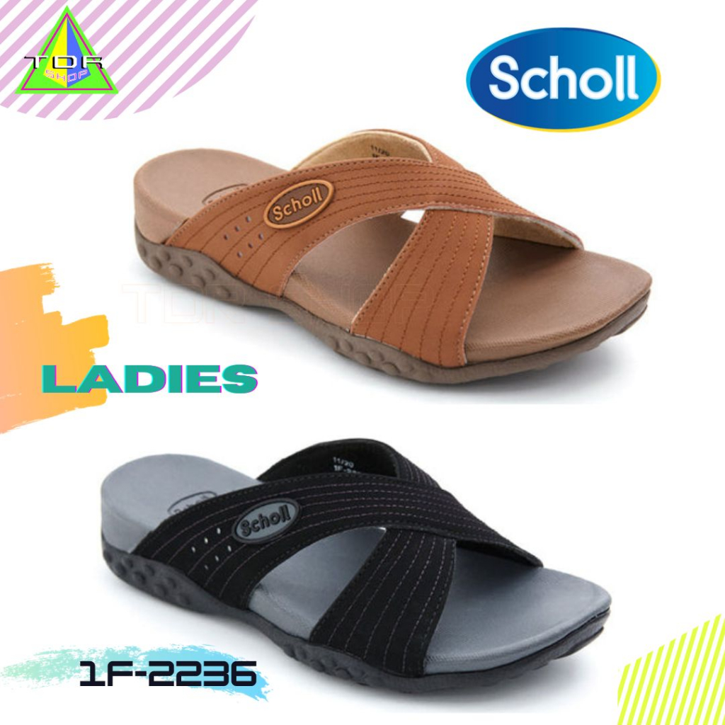 Scholl สกอร์ 1F 2236 รองเท้าแตะ ผู้หญิง สกอลล์ แบบสวม รุ่น DURAFLEX CROSS