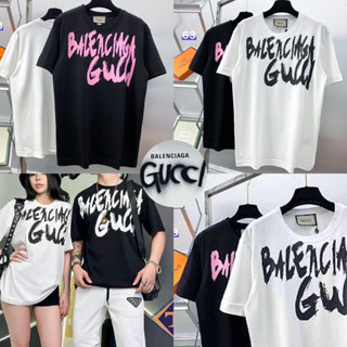 BALENCIAGA x GUCCI T-SHIRT UNISEX 🖤🤍 เสื้อยืดแขนสั้นคอกลม 🏷️Hiend 1:1 cotton 💯 ร้านค้าจัดส่งไว