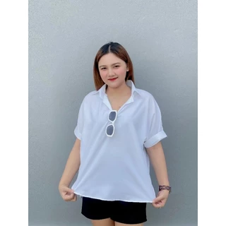 เสื้อเชิ้ตแขนสั้น ผ้าคอตตอน ฟรีไซส์/โอเวอร์ไซส์