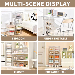 【ซื้อ 1 แถม 1】กล่องใส่รองท้า PP+ABS plastic แผงความโปร่งใสสูง วางซ้อนได้ กันฝุ่น กันน้ำ กันกลิ่น