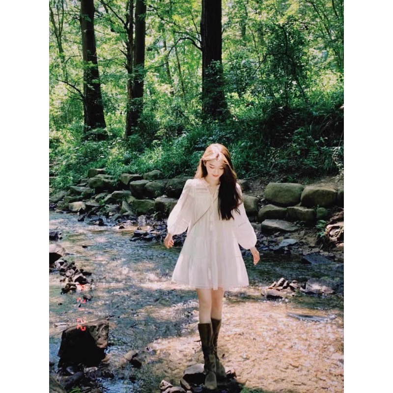 🍂พร้อมส่งเลยค่ะ🍂มินิเดรสลายฉลุสีขาว พร้อมเข็มขัด งานสวยมากมีซับใน สไตล์โบฮีเมียนไซส์ใหญ่ Mookrinstyle - รูปที่ 2