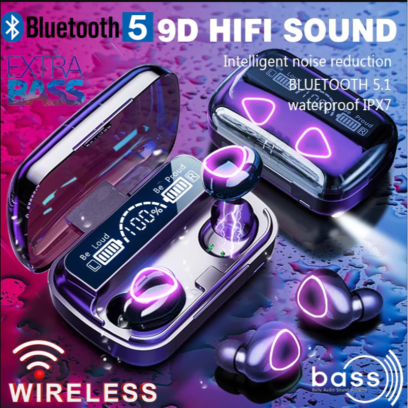 หูฟังบลูทูธ TWS 5.0 หูฟังบลูทูธไร้สาย หูฟังสเตอริโอไร้สาย