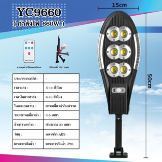 ไฟโซล่าเซลล์ YC-9660 / PAE-5750 สว่างมากพิเศษ มีเซนเซอร์กลางคืนติดเองอัตโนมัติ ไฟถนนโซล่าเซลล์ ไฟโซล่าเซลล์  ไฟLED โคมไฟ