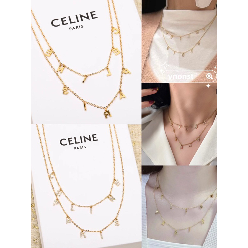 💯  แบรนด์ใหม่ 100% ของแท้ CELINE PARIS ตัวอักษรสร้อยคอ