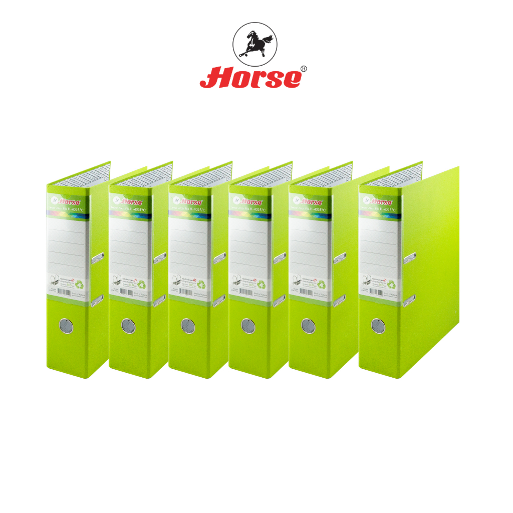 Horse (ตราม้า) แฟ้มสันกว้าง 3 นิ้ว ก้านยกปกกระดาษ หุ้มPVC  H-405 ตราม้า ขนาด F/C คละสี  แพ็คละ 6 เล่ม จำนวน 1 แพ็ค