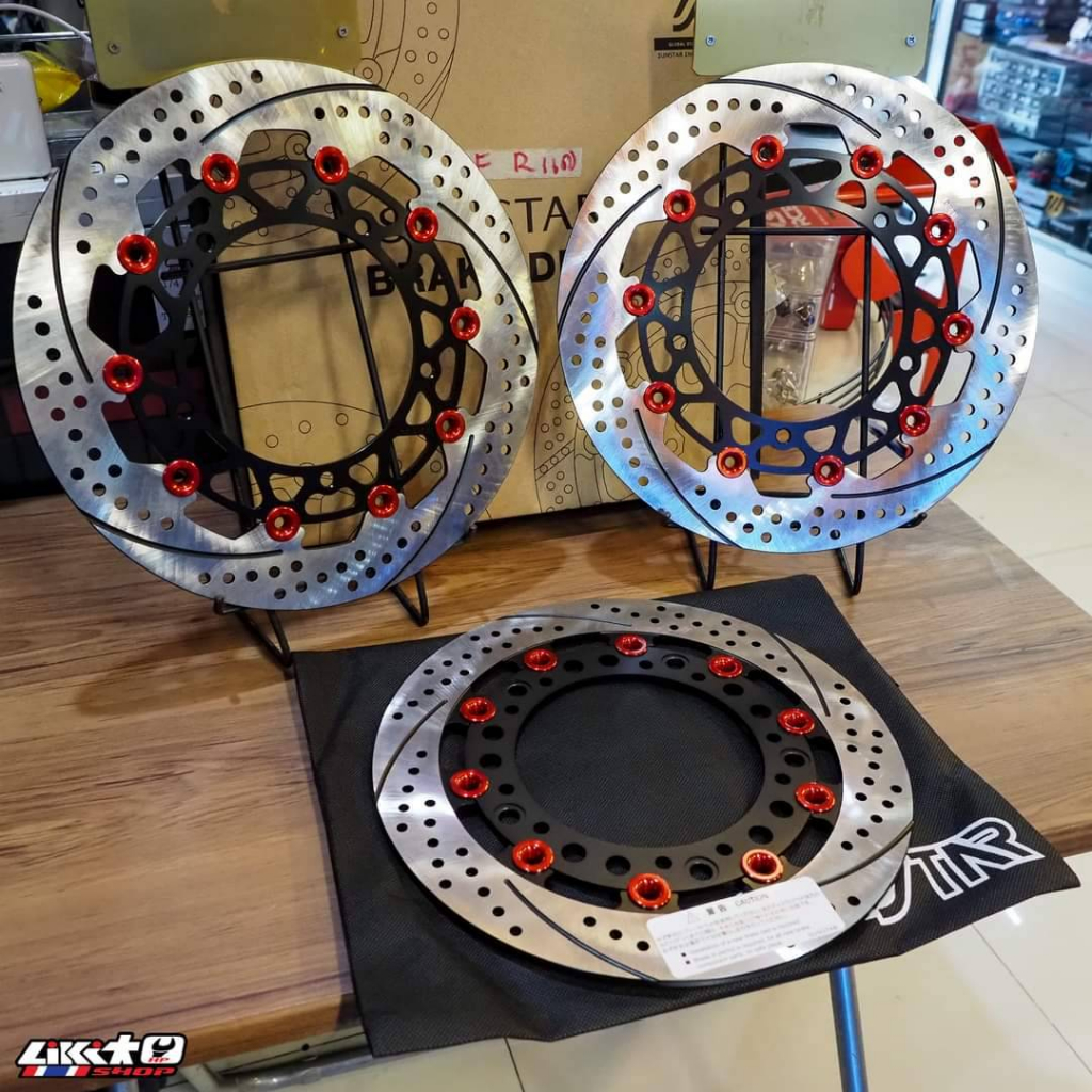 Sunstar Tmax560,530 SET 3ชิ้น (หน้า 298mm./หลัง 282mm.) ดำหมุดแดง made in japan