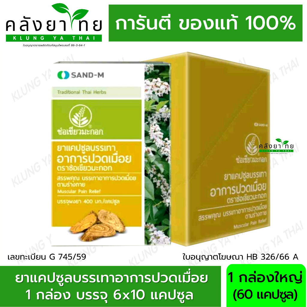 Handyherb (ช่อเขียวมะกอก) ยาบรรเทาอาการปวดเมื่อย ปวดตามข้อ 1 กล่อง บรรจุ 6 แผง 60 แคปซูล