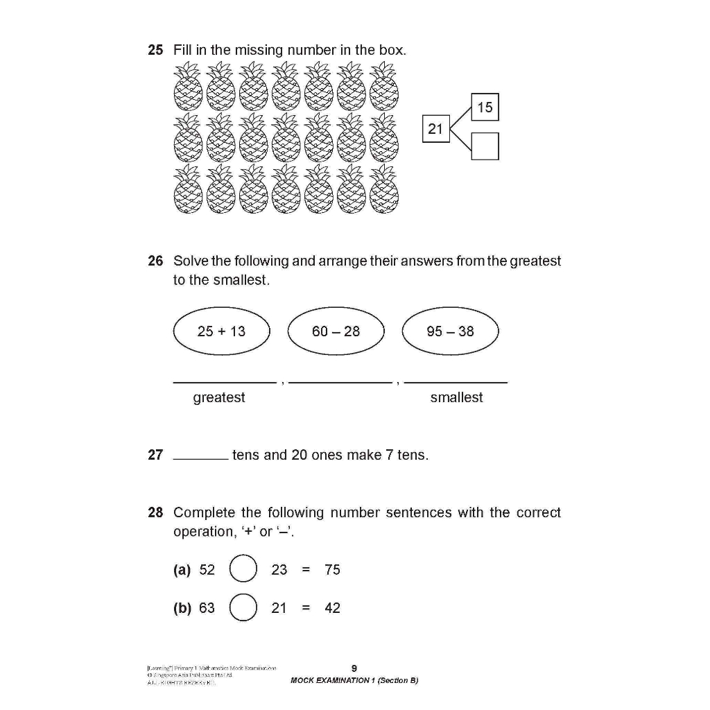 Global Education แบบทดสอบคณิตศาสตร์ภาอังกฤษ ป.1 LEARNING+ Primary 1 Mathematics Mock Examinations - รูปที่ 4